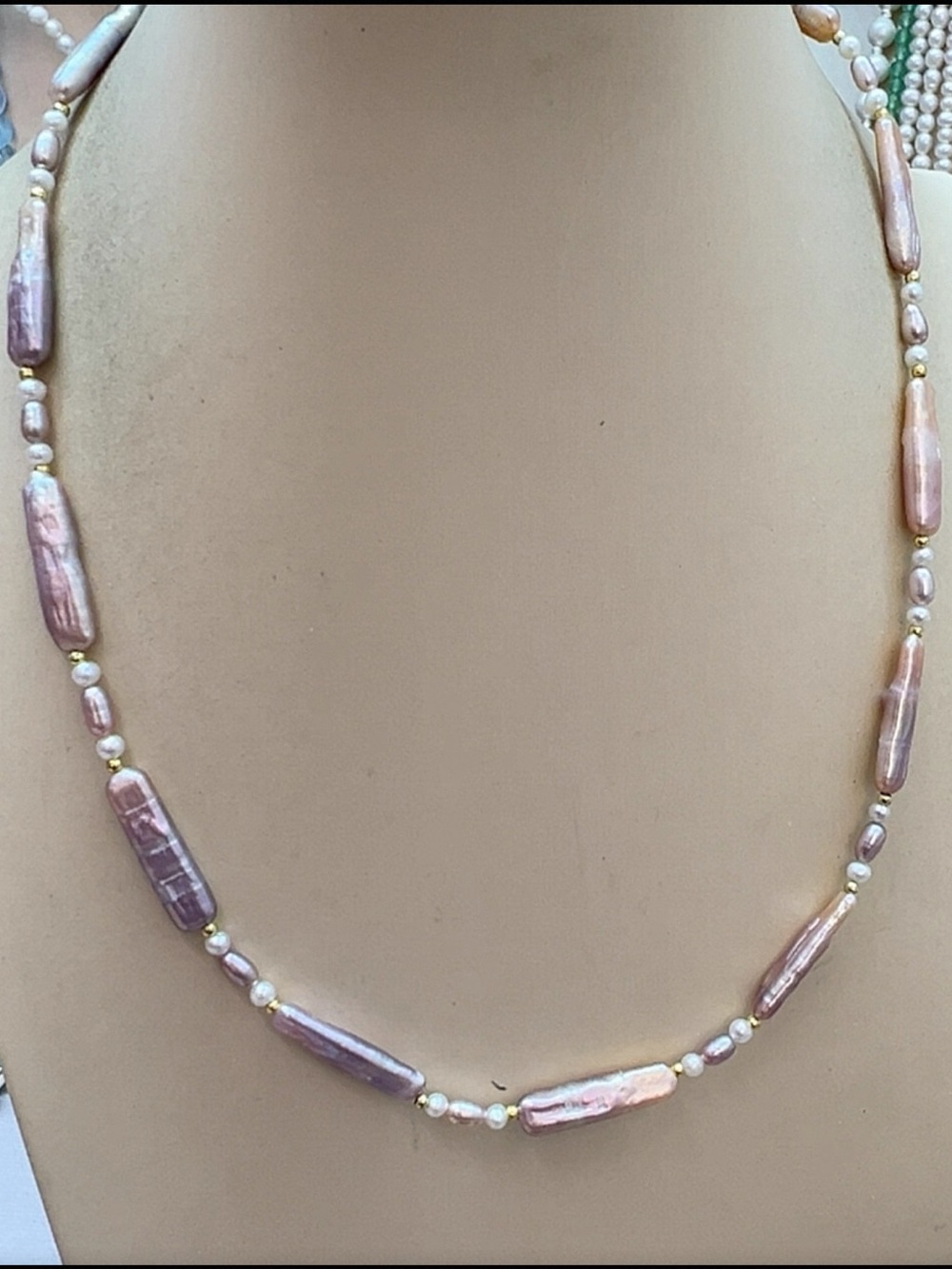 Toothpick Genuine Pearl Necklace